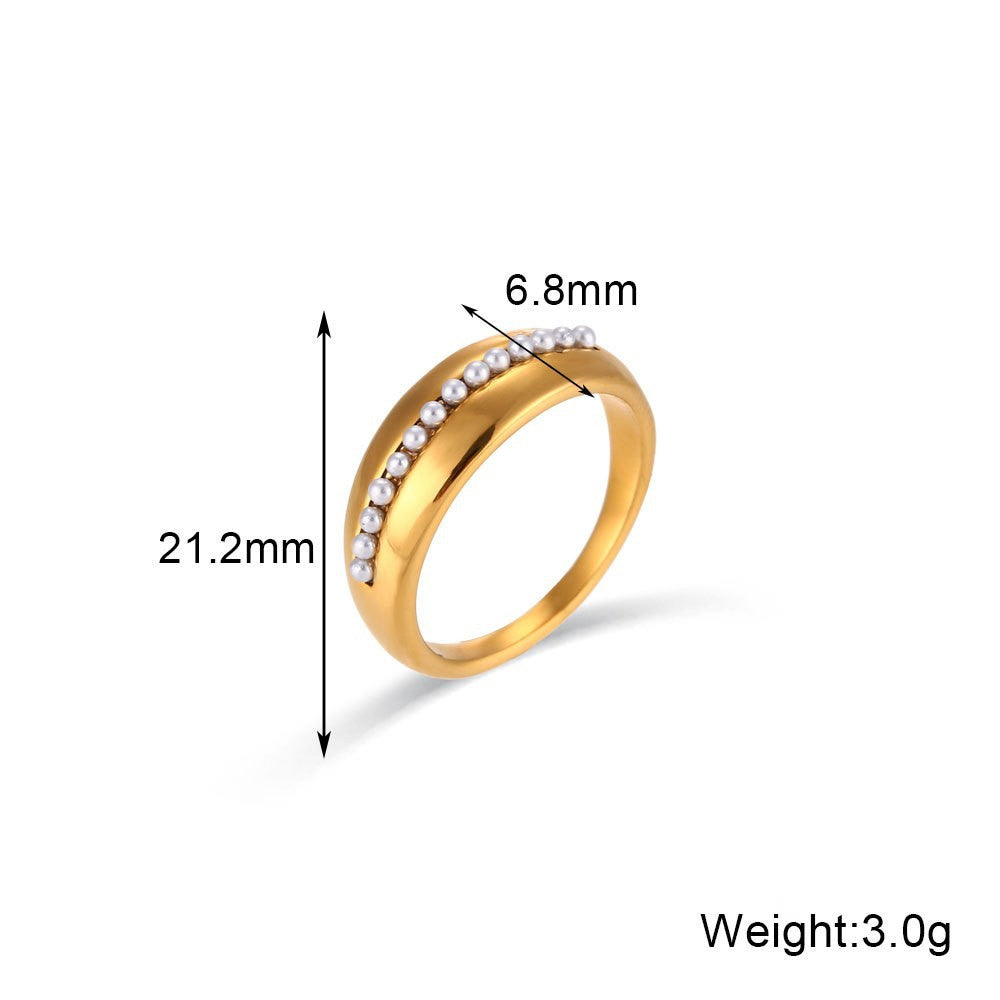 Minimalist Geometric Stainless Steel Ring Set with 18K Gold Plating for Women