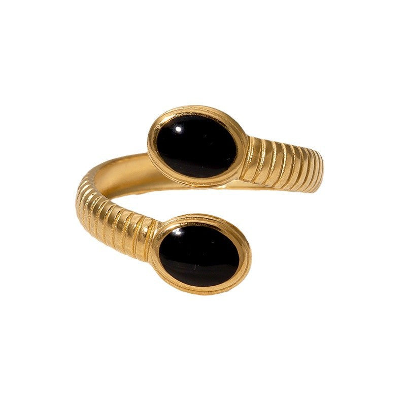 Minimalist Geometric Stainless Steel Ring with Gold Plating for Women Finger Ring