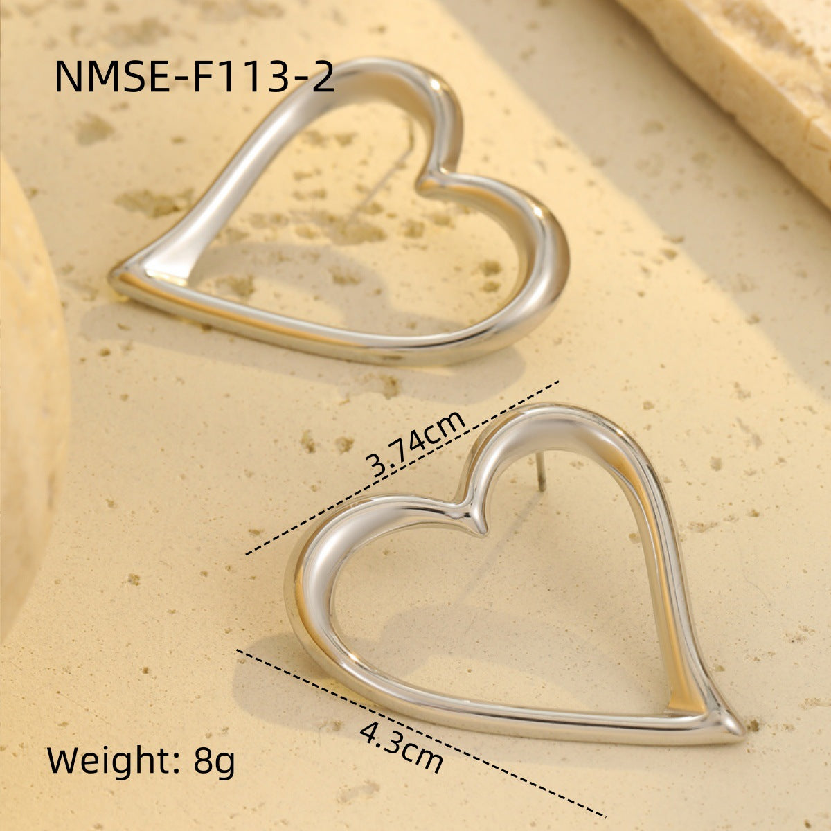Aretes de acero inoxidable con forma de corazón a la moda con chapado en oro de 18 quilates para mujer