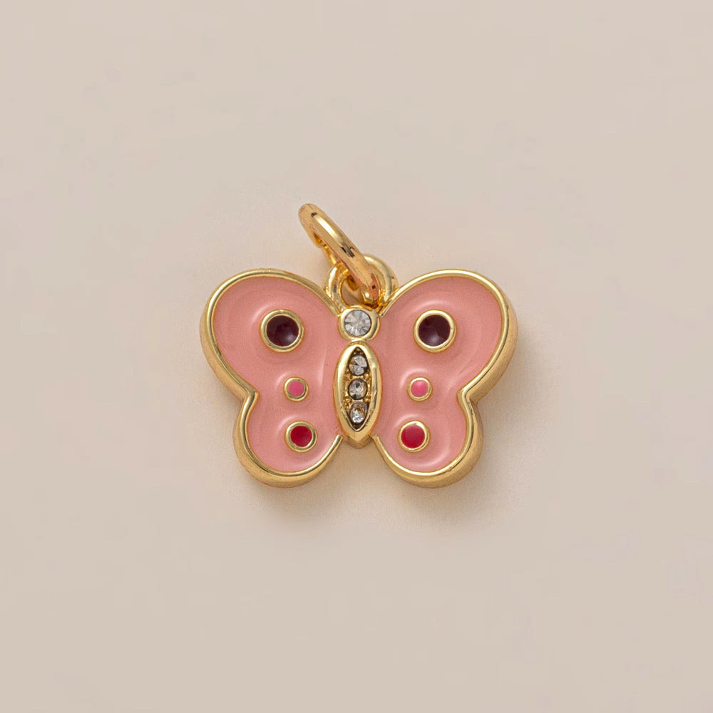 Minimalist Luxury 18K Gold Plated Brass Insect Butterfly Pendant with Cubic Zirconia Charm Bar for Unisex