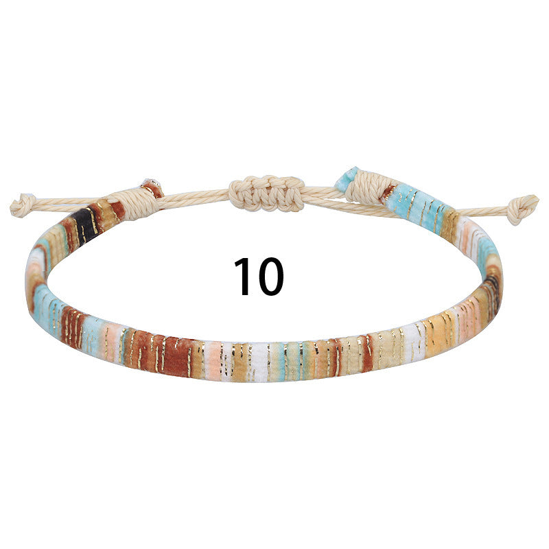 Bohemian Rainbow Braided Cotton Linen Anklet Unisex Adjustable Foot Jewelry