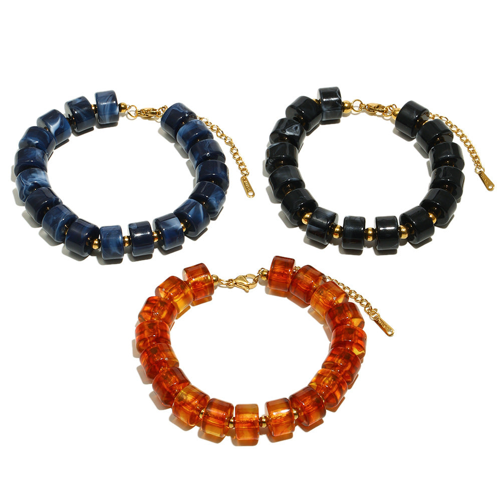 Collana cilindrica retrò minimalista in acrilico da donna con design geometrico e finitura ecologica