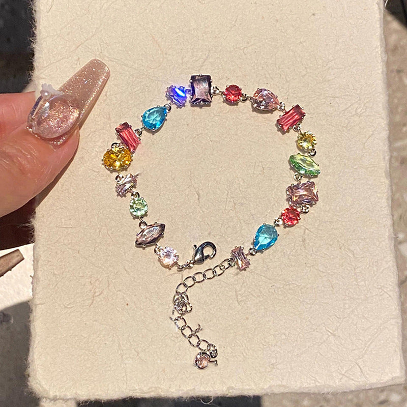 Luxury Elegant Geometric Alloy Plated Bracelet with Cubic Zirconia for Women