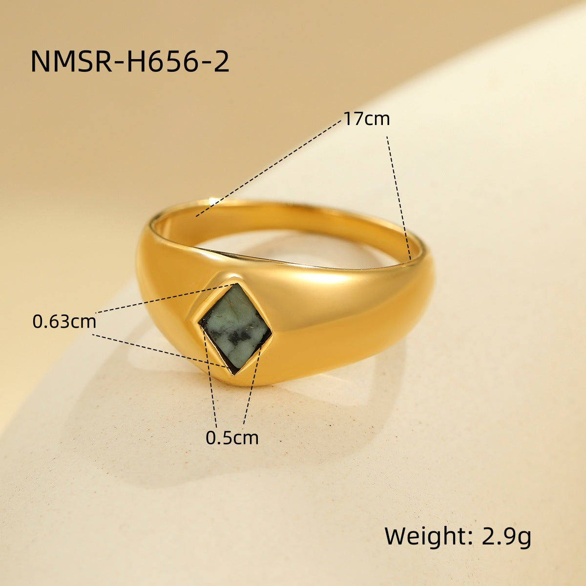Anillo de acero inoxidable geométrico minimalista con acabado chapado para mujer, joya llamativa a la moda con forma cuadrada