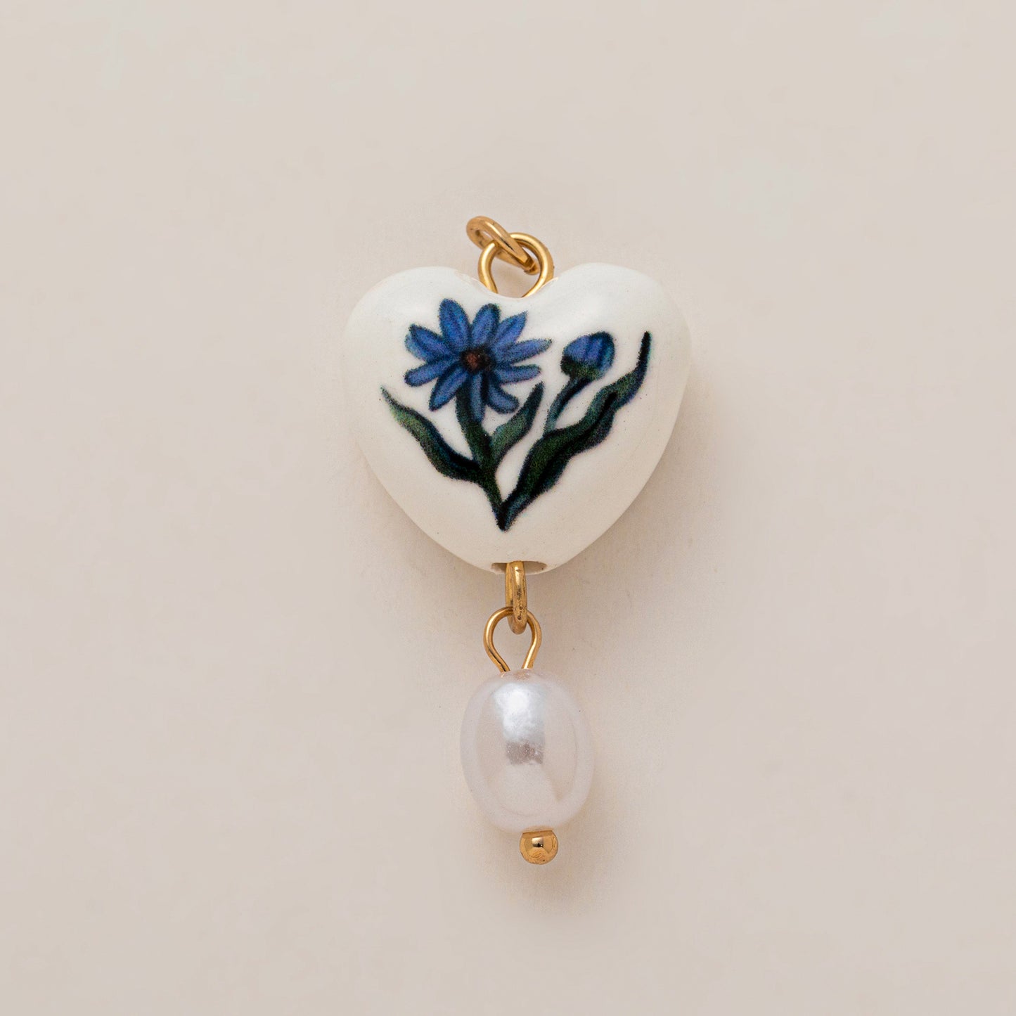 Minimalist Sweet Round Heart Floral Brass Drip Oil Plated Charm Bar Pendant