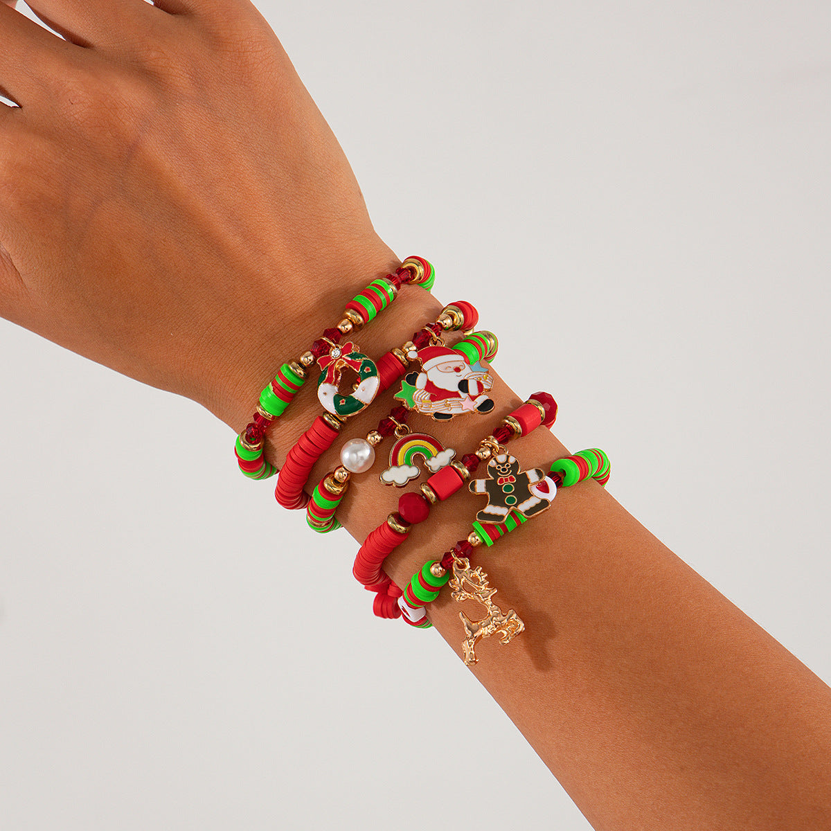 Minimalist Colorful Letter and Number Resin Beaded Bracelet Set Plated