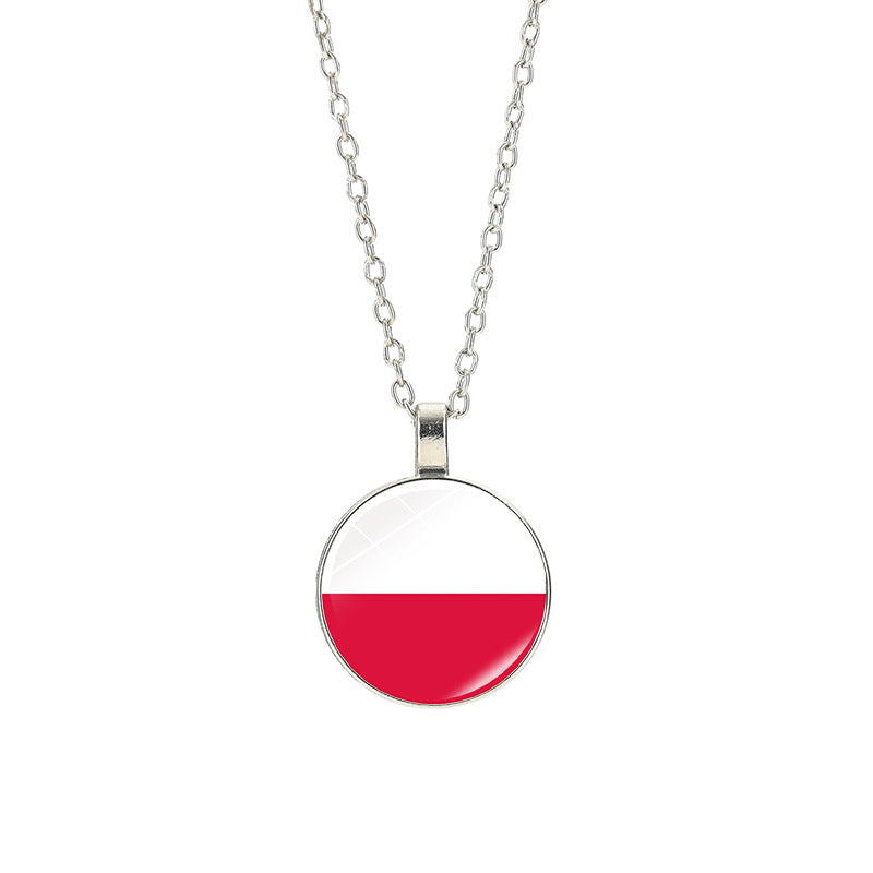 Sporty Geometric Alloy Plated Necklace with Crystal Pendant Unisex Cable Chain