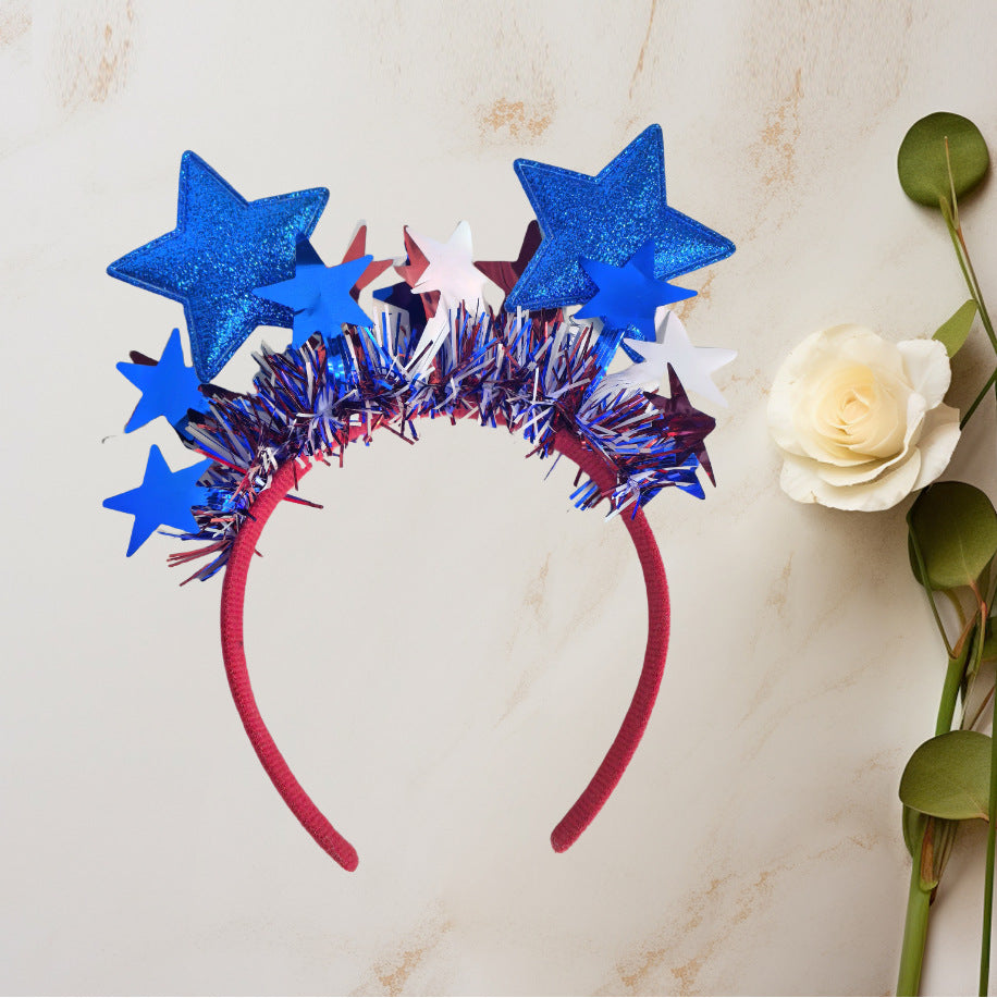 Patriotic Star Fabric Headband for Independence Day Party Unisex Hair Hoop