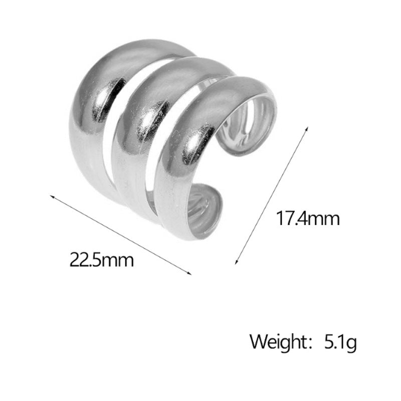 Punk Style Geometric Stainless Steel Open Ring with Plating Finish for Women