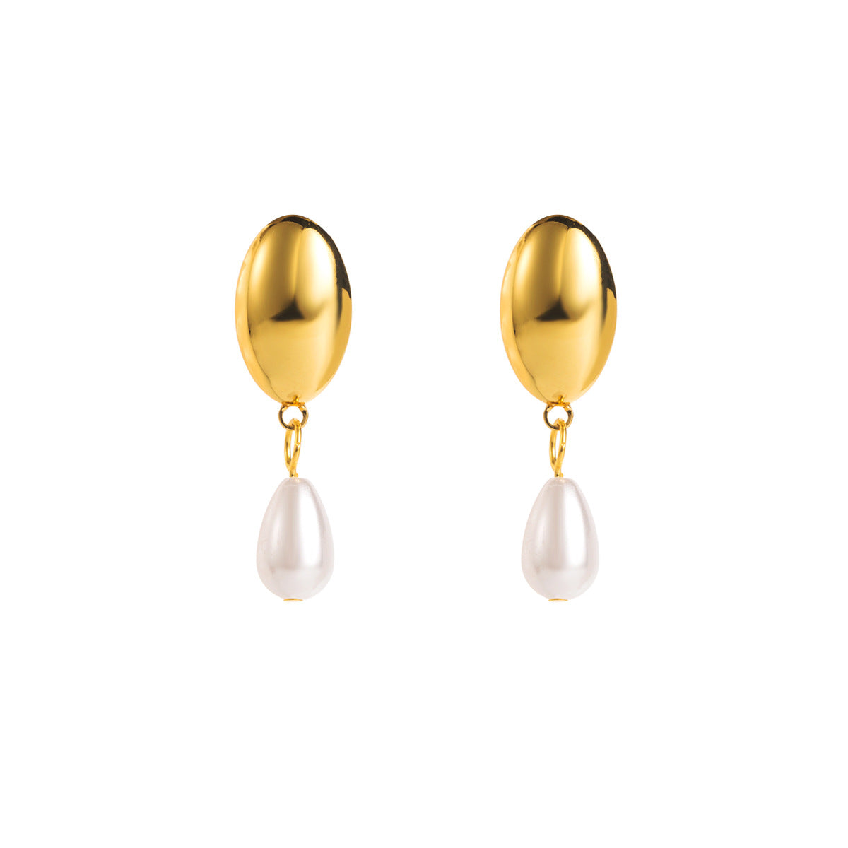 Orecchini minimalisti geometrici in acciaio inossidabile con perle d'imitazione per donna