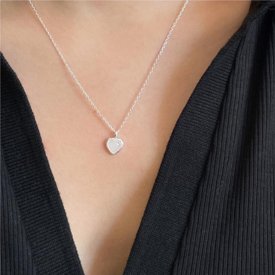 Collana con ciondolo a cuore geometrico minimalista in argento sterling 925 con catenina a chicco di grandine