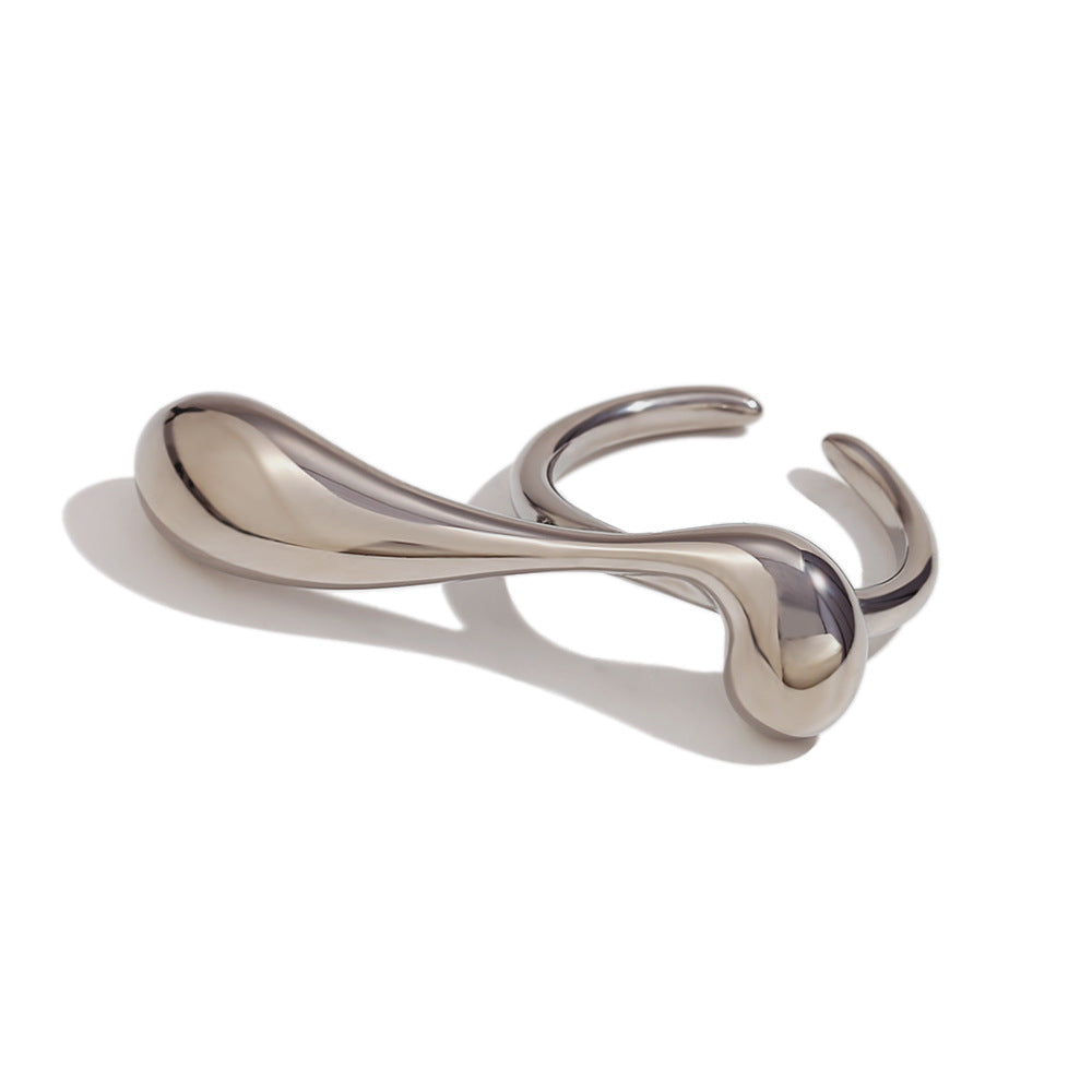 Anello con lettera geometrico minimalista vintage in acciaio inossidabile placcato oro 18K