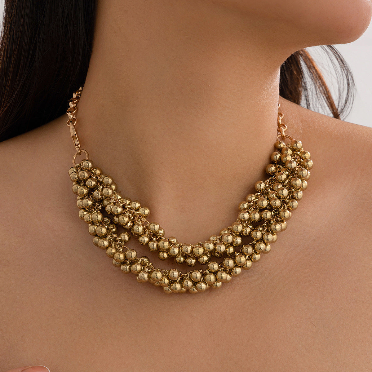 Minimalist Geometric Round Iron Plated Multi-layer Choker Necklace for Women