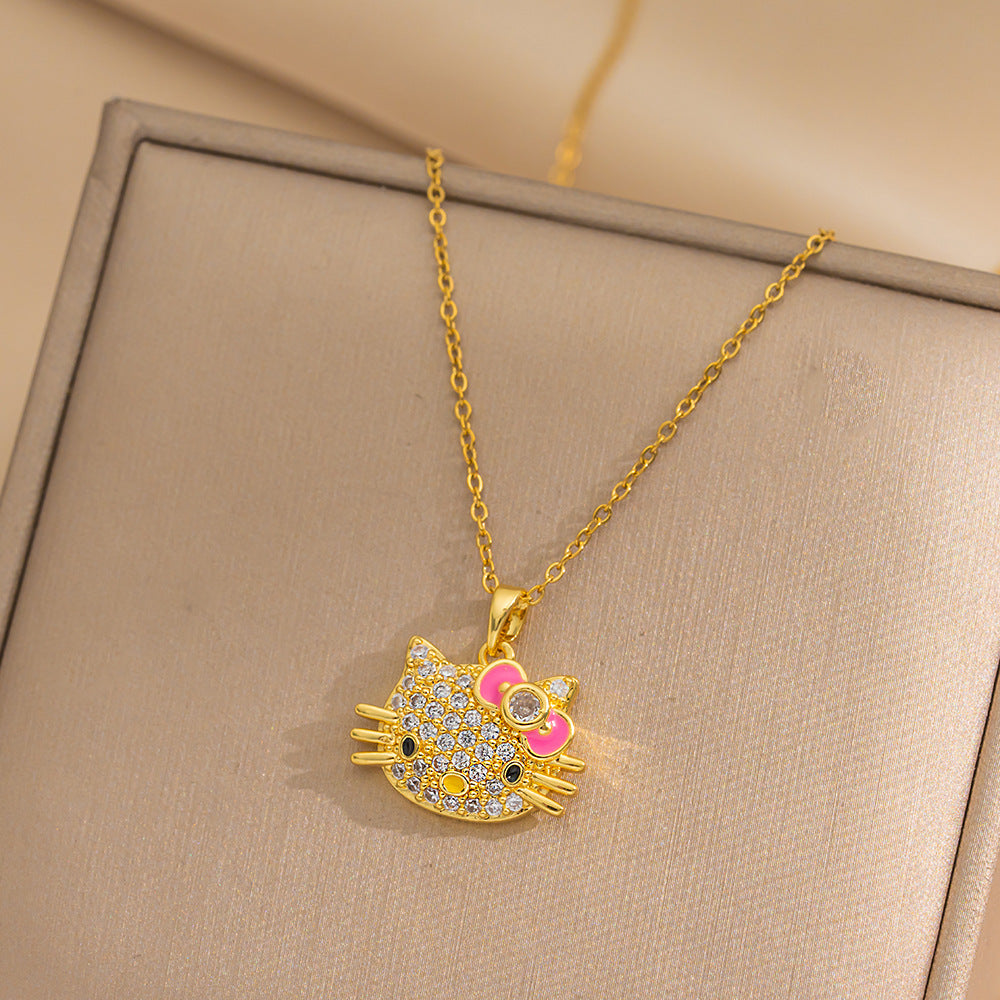 Minimalist Geometric Titanium Steel Necklace for Women with Gold Plating Locket Chain Fashion Accessory