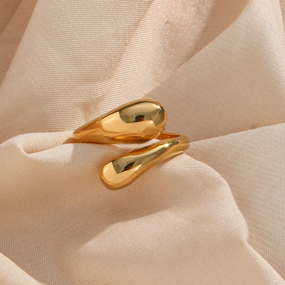 Anello da donna regolabile in acciaio inossidabile con serpente geometrico minimalista e finitura lucida