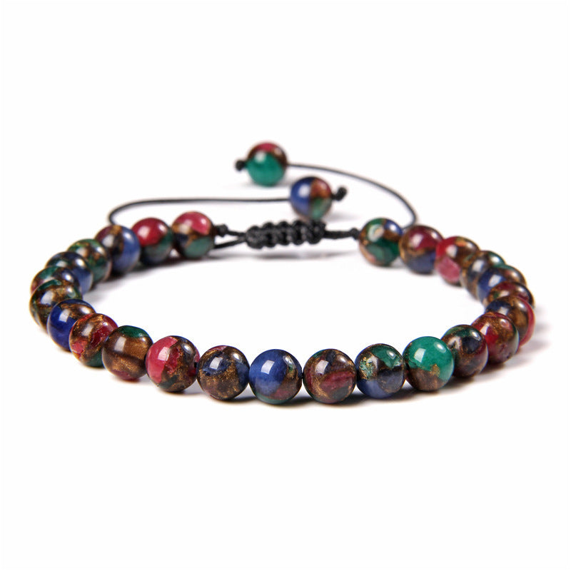 Sweet Sporty Geometric Natural White Crystal Stretch Bracelet 6mm Unisex Handmade Energy Bangle