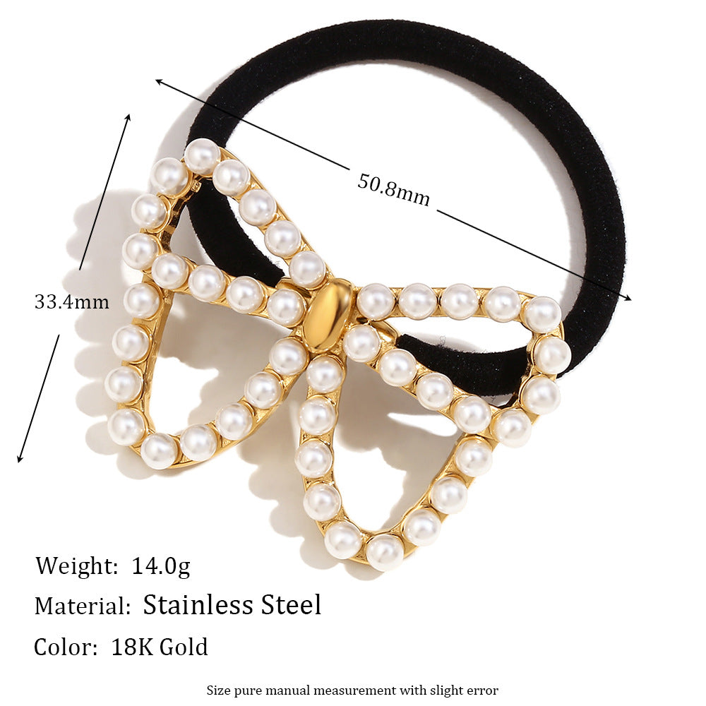 Vintage Butterfly Wing Hair Tie for Women Made of Stainless Steel with 18K Gold Plating