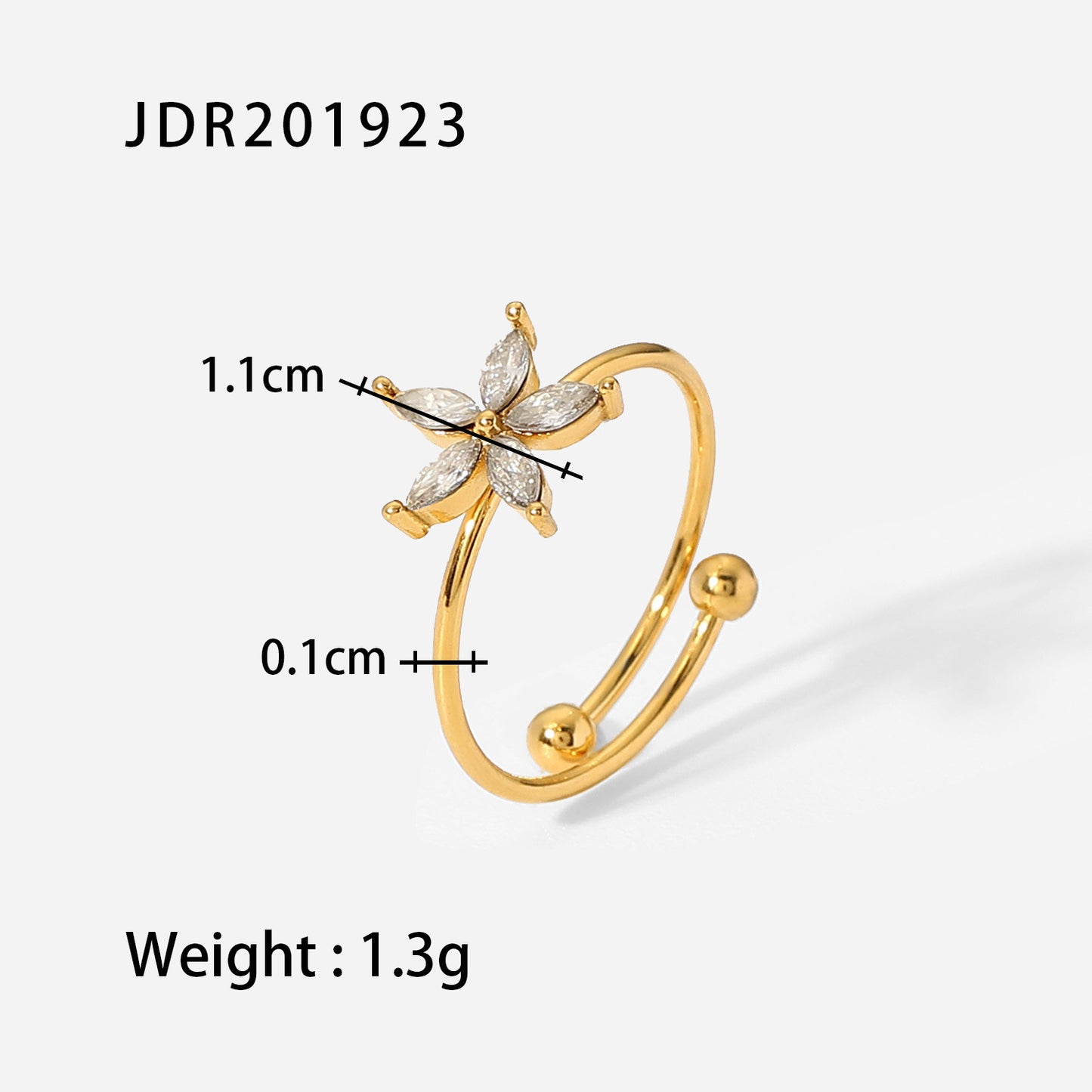 INS Style Geometric Titanium Steel Ring with 18K Gold Plating and Zircon Inlay for Women