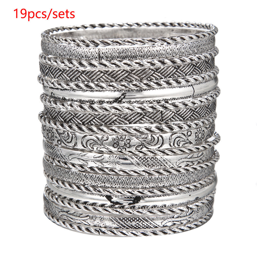 Personalized Geometric Round Iron Plated Cuff Bracelet Set for Unisex