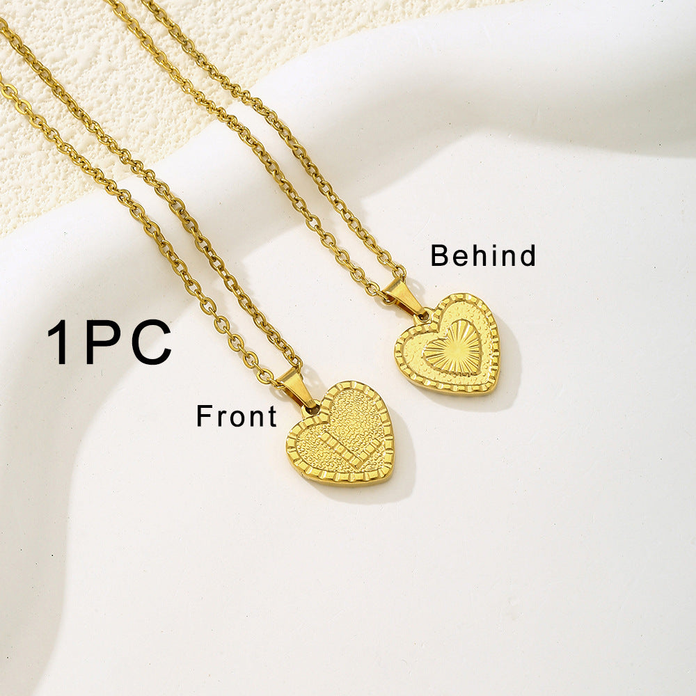 Elegante collana con ciondolo a forma di cuore in acciaio inossidabile con lettera, per donna, finitura placcata, stile catena O