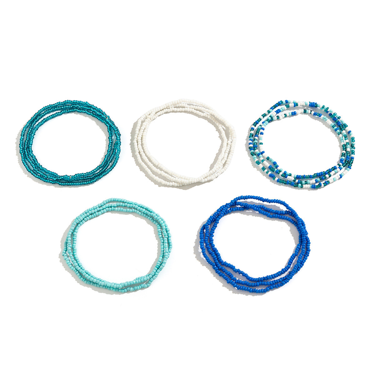 Catena elastica in vita con perline per donna in plastica con design intrecciato, catena per il ventre da spiaggia estiva