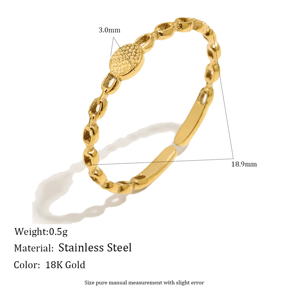Anillo abierto minimalista de acero inoxidable chapado en oro de 18 quilates con corazón de circonita