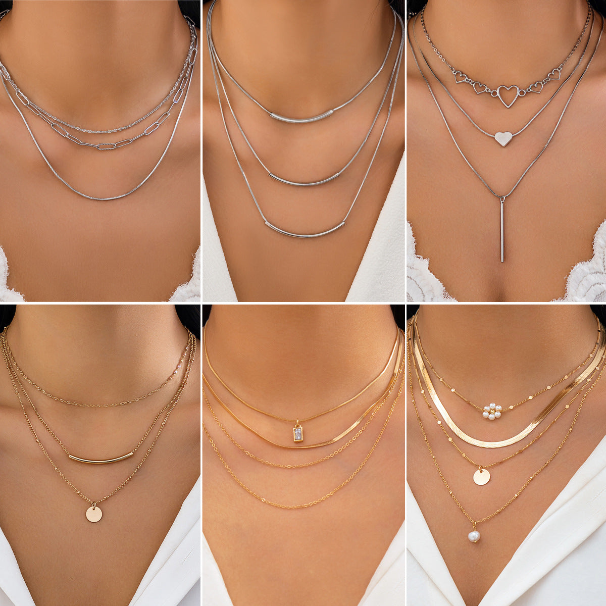 Minimalist Geometric Plated Brass Snake Chain Necklace for Women