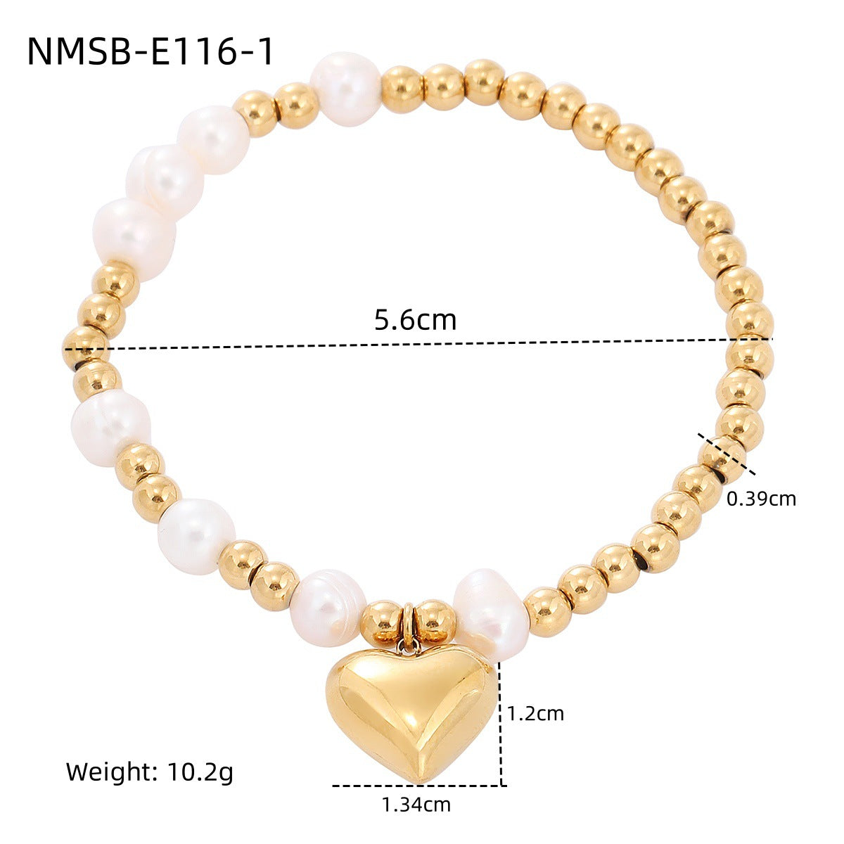 Fashionable Minimalist Pearl Heart Titanium Steel Bracelet for Women with Plated Finish and Beaded Design