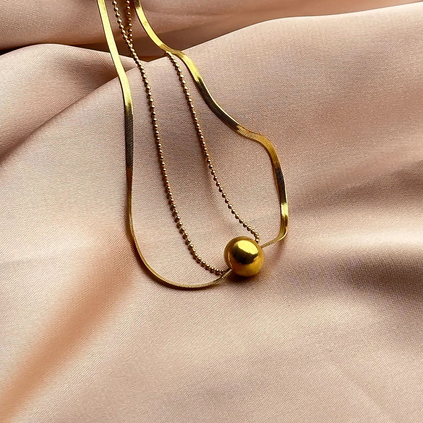 Geometric Titanium Steel Plated Pendant Necklace with Snake Chain for Women