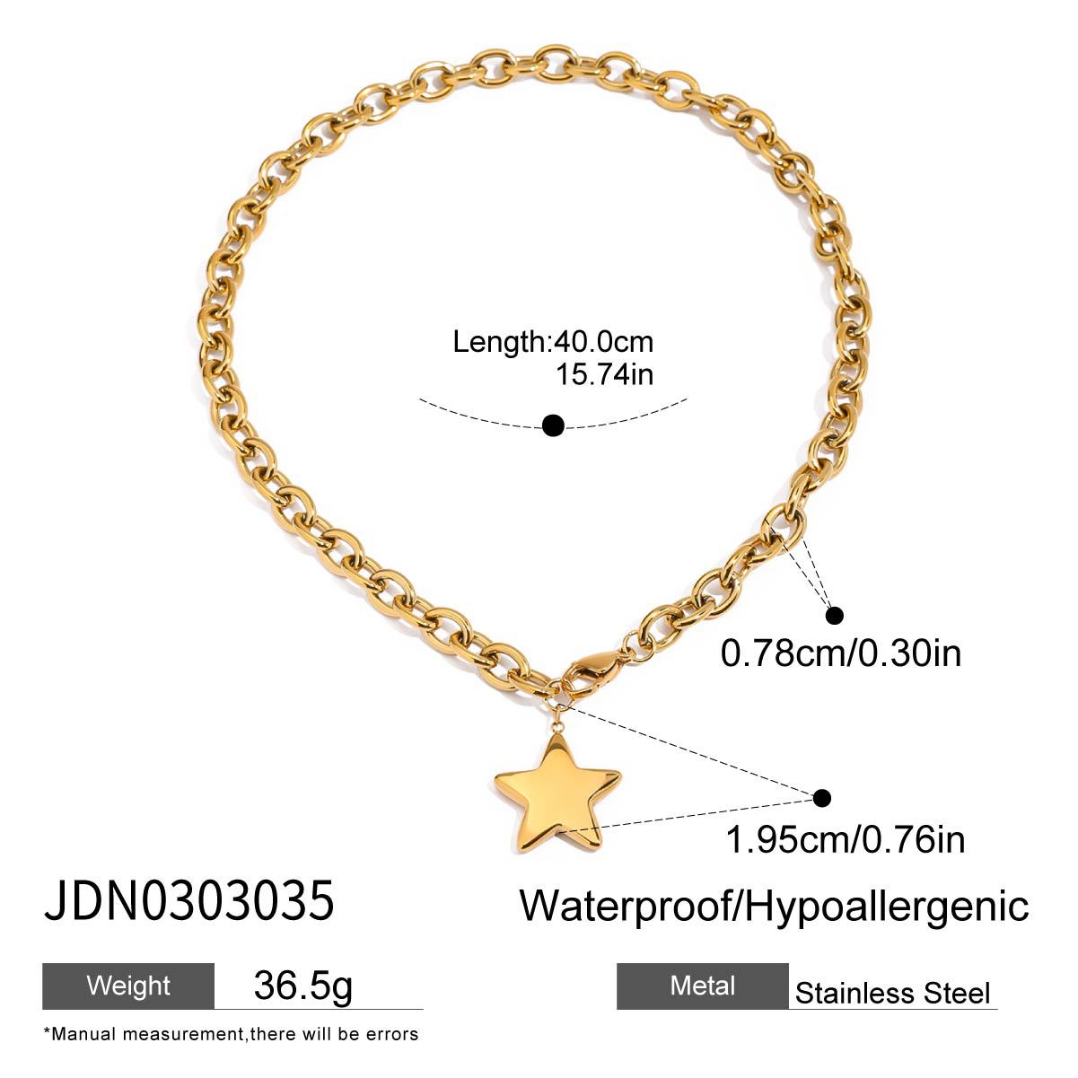 Star Geometric Plated Stainless Steel Necklace with Titanium Steel Pendant for Women