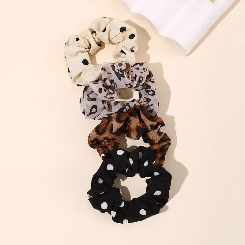 Set di elastici per capelli minimalisti a pois da bambina con motivo a margherita e texture a maglia in tessuto