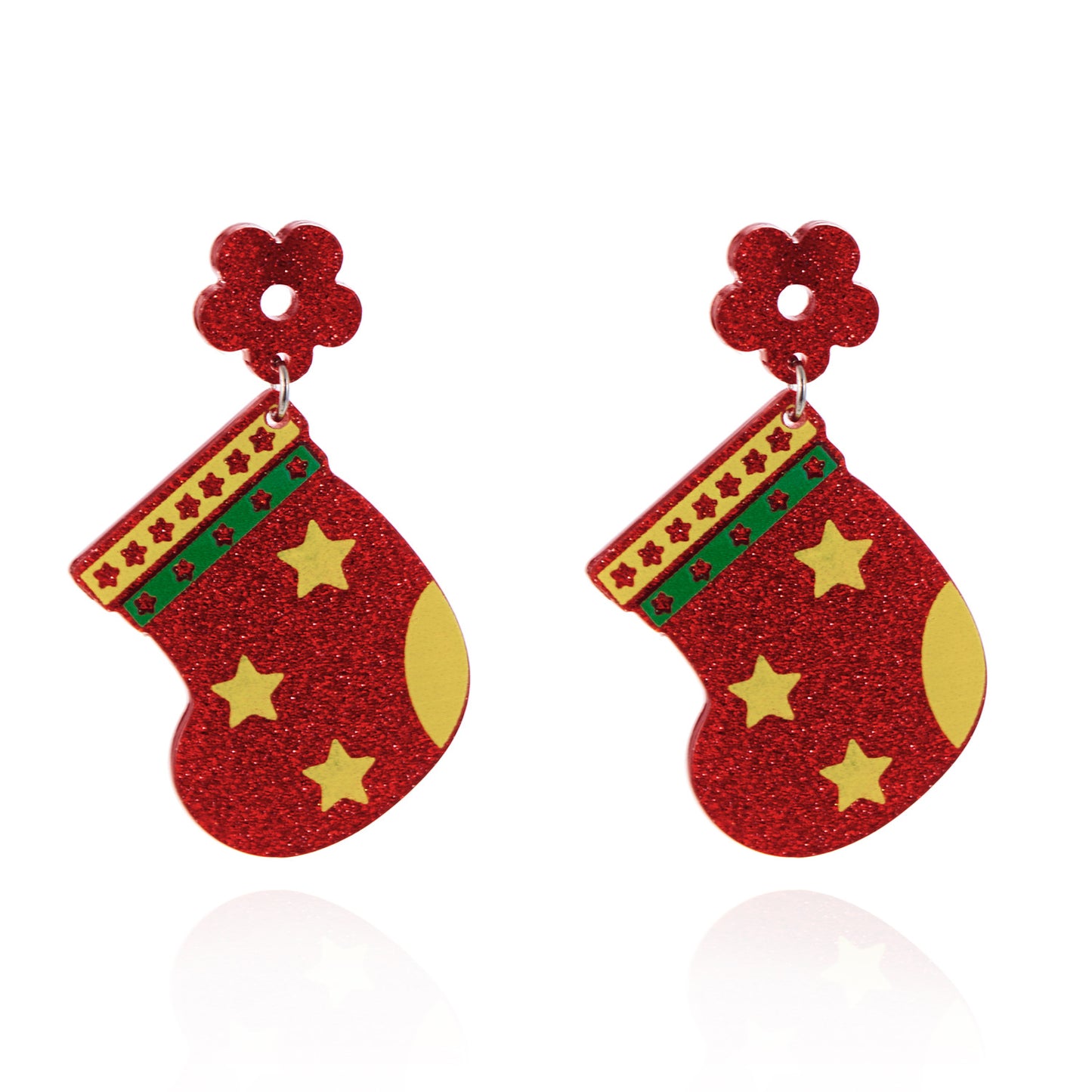 Pendientes Acrílicos en Forma de Árbol de Navidad para Mujer con Patrón Festivo Impreso