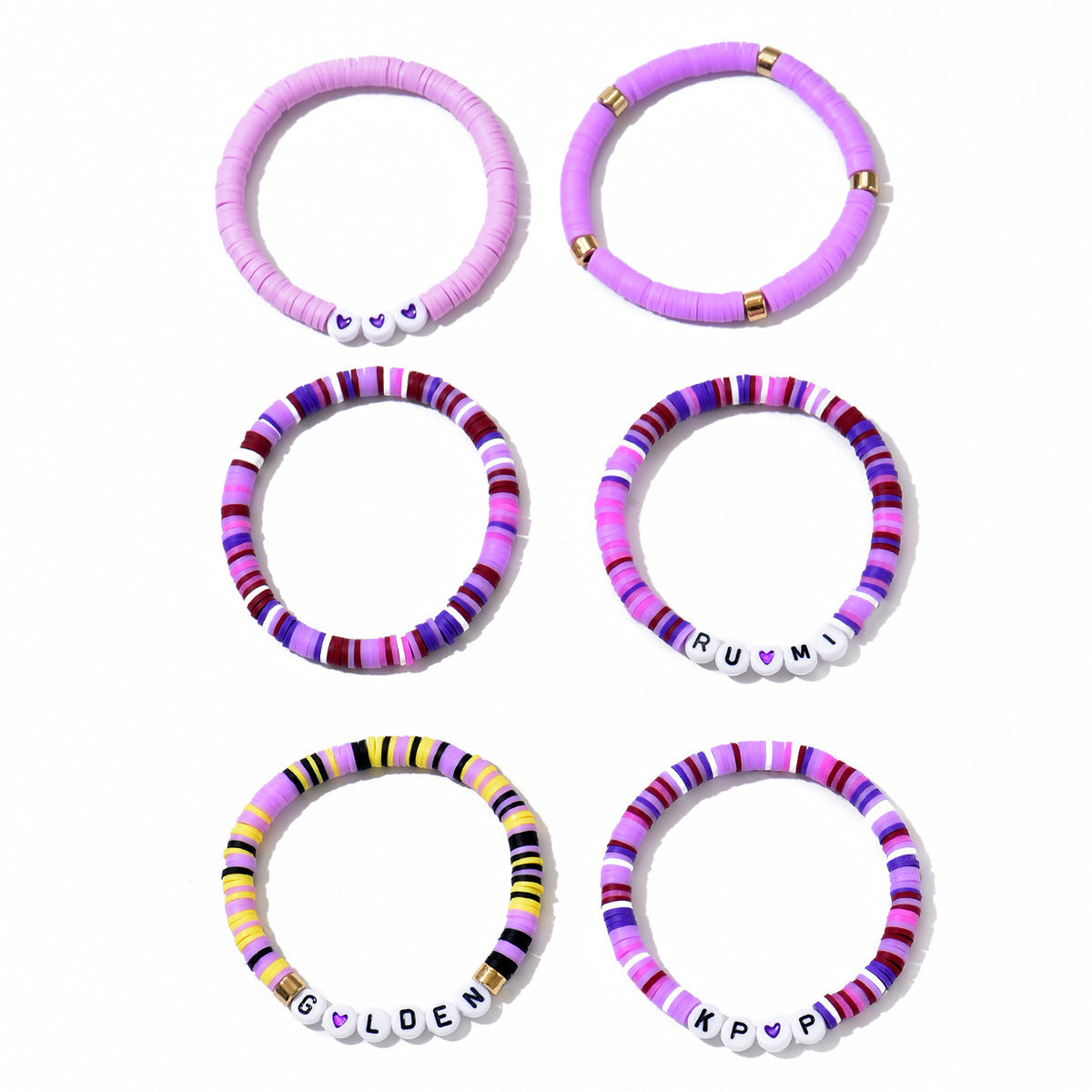 Personalized Cartoon Geometric Letter Resin Beaded Bracelet for Women