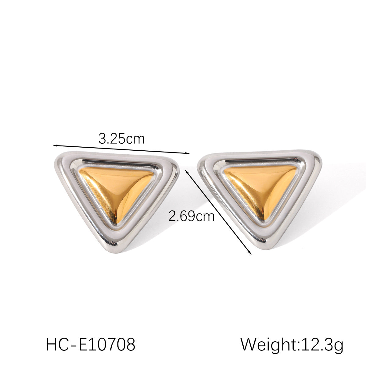 Orecchini a perno da donna in acciaio inossidabile con texture geometrica, placcatura in oro e argento e design a stella a cinque punte
