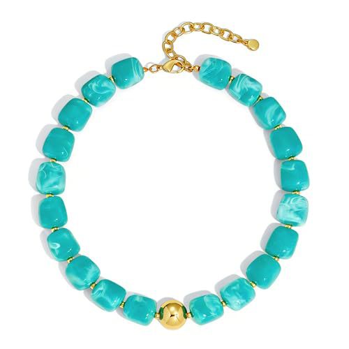 Casual Square Resin Polished Pendant Necklace for Women