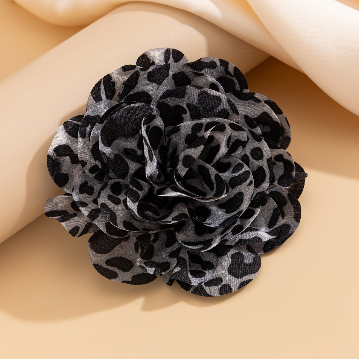 Exaggerated Leopard Print Floral Fabric Brooch Plated Pin for Women