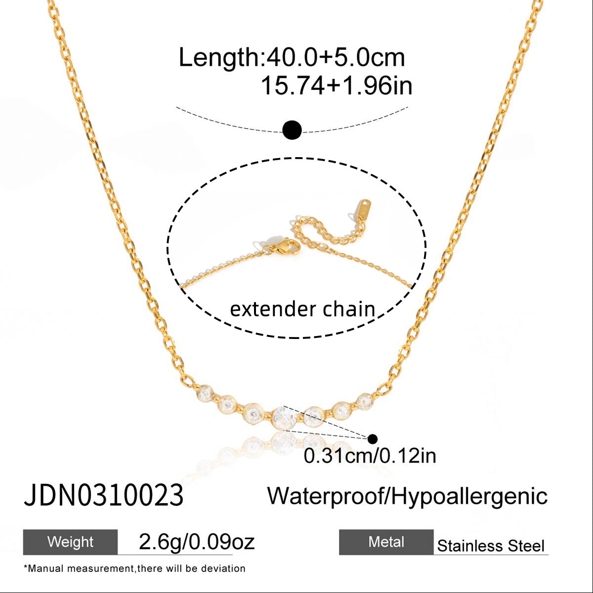 Collana da donna in acciaio inossidabile a forma di cuore, minimalista, con placcatura in oro PVD