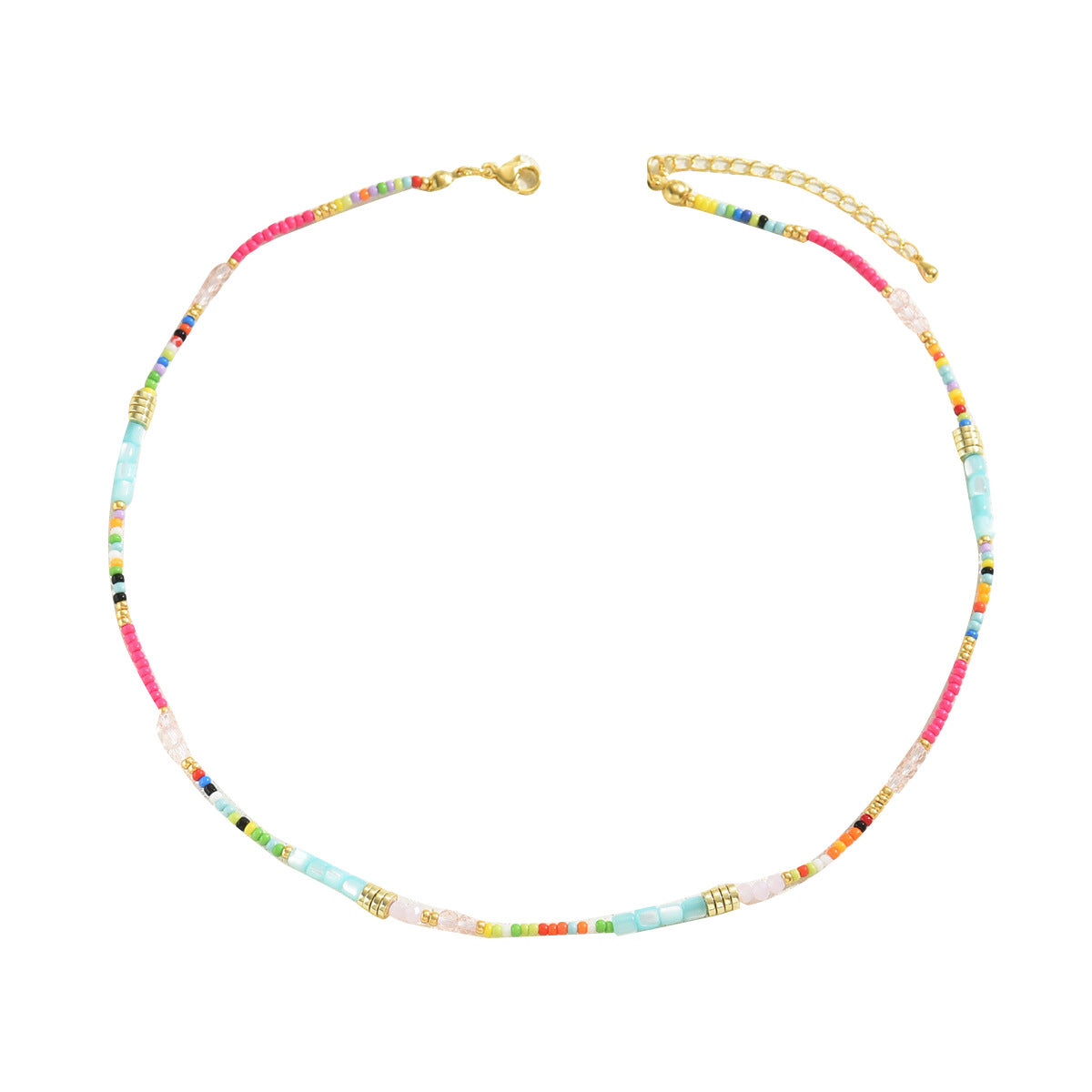 Collar de estilo bohemio con cristal geométrico para mujer, con artesanía hecha a mano y diseño de cuentas coloridas