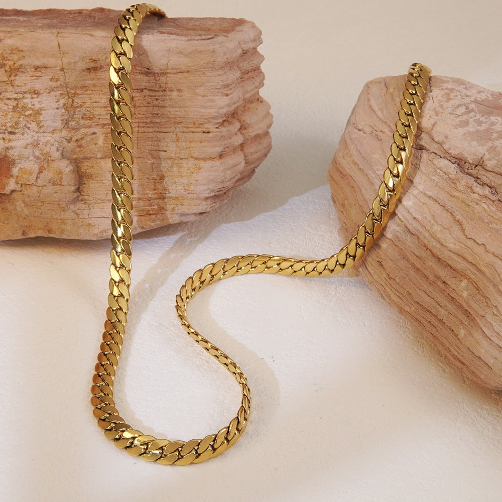 Set collana da donna con catena barbazzale in acciaio inossidabile placcato oro 18 carati con pianta di grano