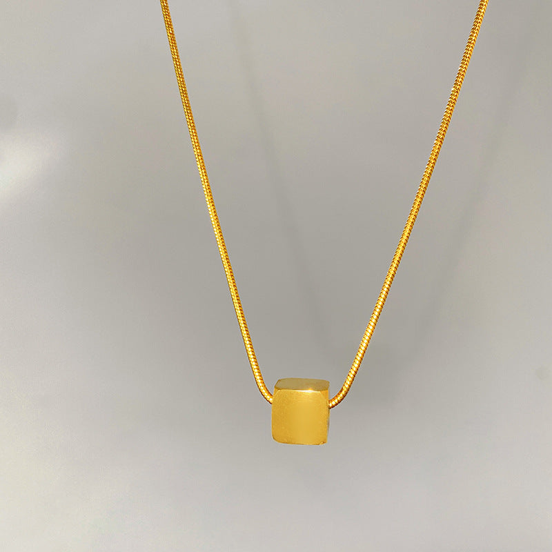 Elegant Minimalist Square Geometric Titanium Steel Plated Necklace for Women