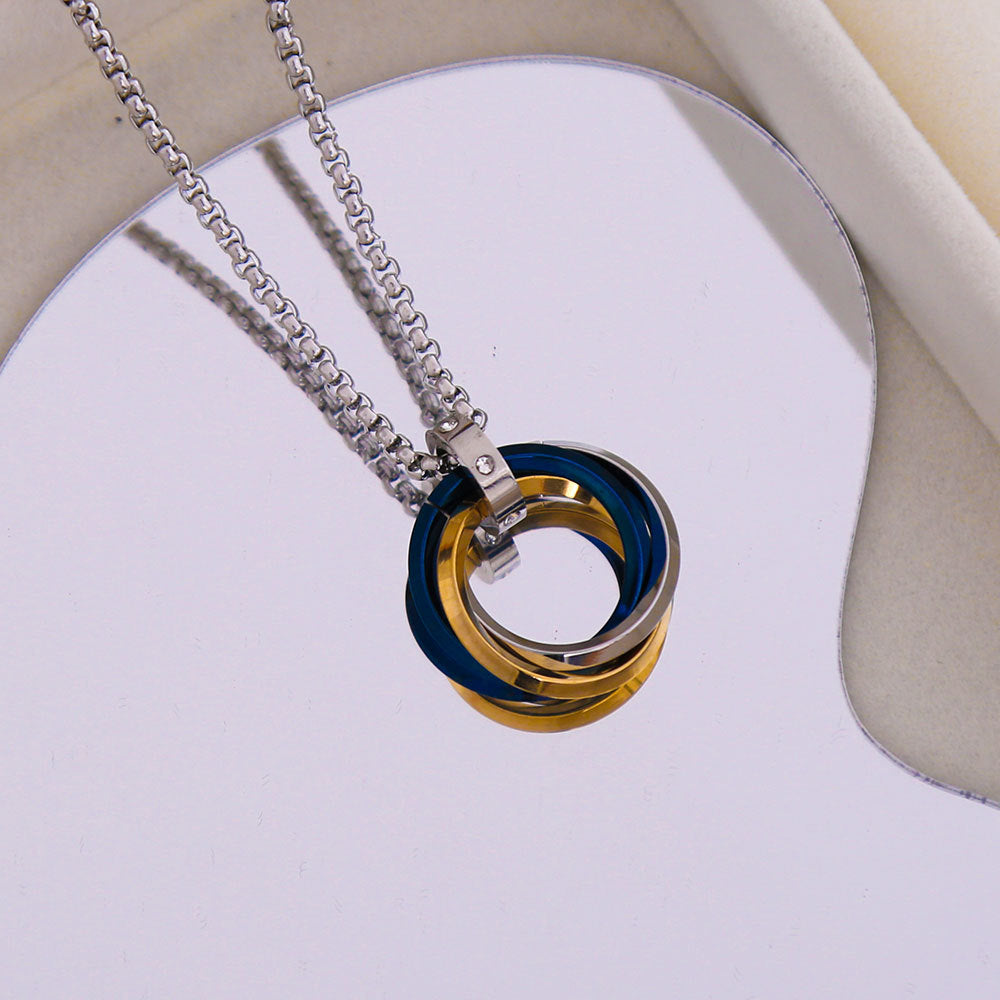 Collar Minimalista de Acero de Titanio Geométrico con Acabado Pulido para Hombre y Mujer con Colgante de Cadena O