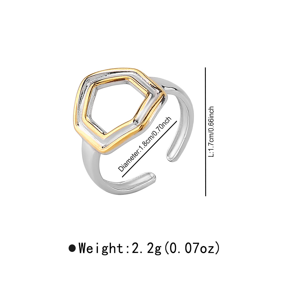 Vintage Geometric Stainless Steel Ring with Dual-Tone Plated Finish for Women