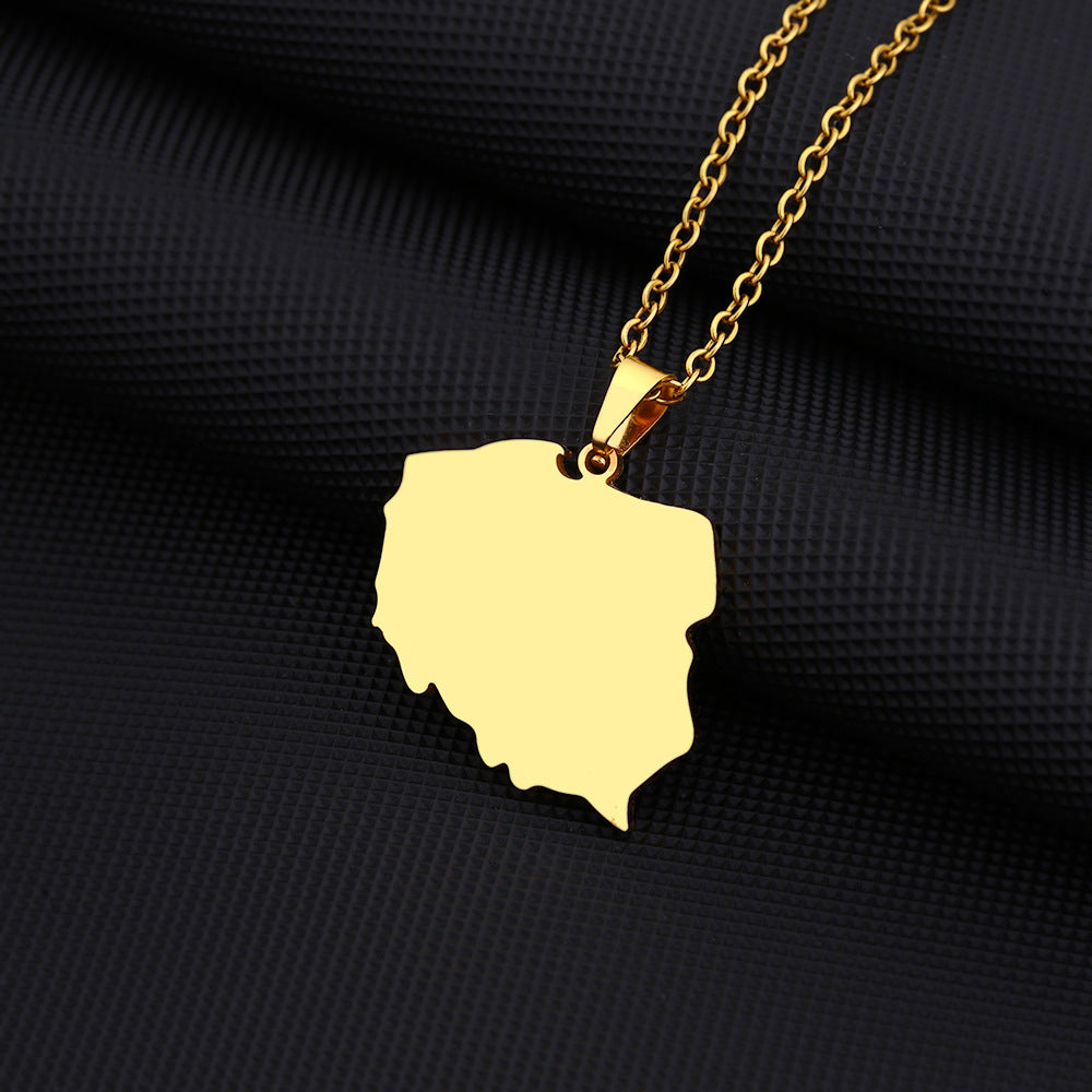 Collar con colgante geométrico minimalista de acero inoxidable con dije de acero de titanio y acabado chapado, para uso unisex.