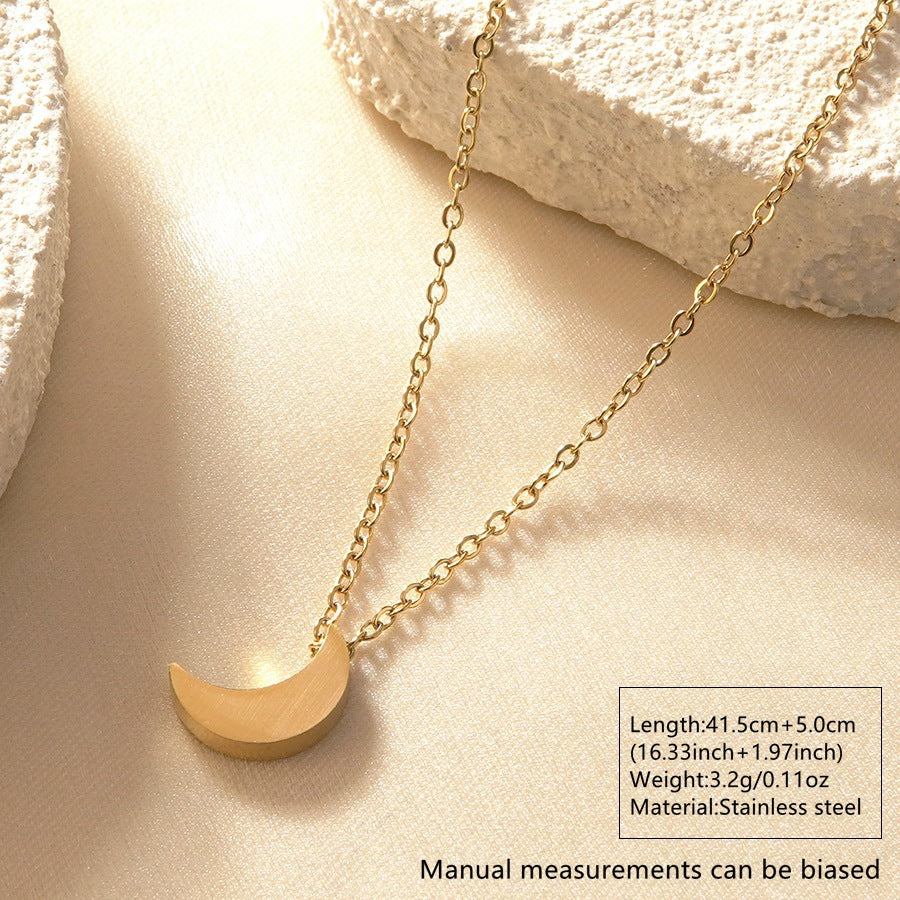 Elegant 18K Gold Plated Star Moon Stainless Steel Necklace for Women