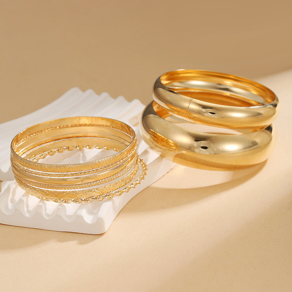 Minimalist Geometric Plated Iron Rope Bracelet Set