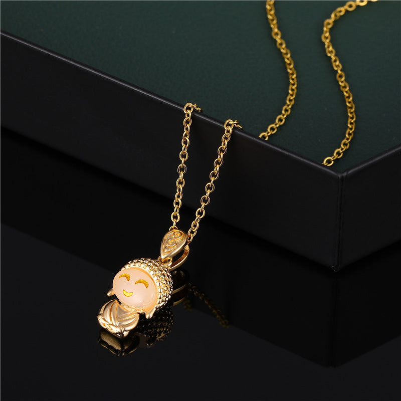 Collana Originale da Donna con Catena a Serpente in Acciaio al Titanio Geometrico e Intarsi in Strass