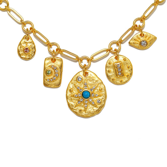 Casual 18K Gold PVD Stainless Steel Teardrop Star Pendant Necklace