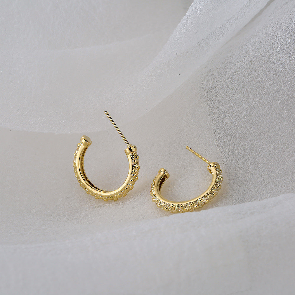 Orecchini da donna geometrici minimalisti in rame con placcatura in oro 18 carati