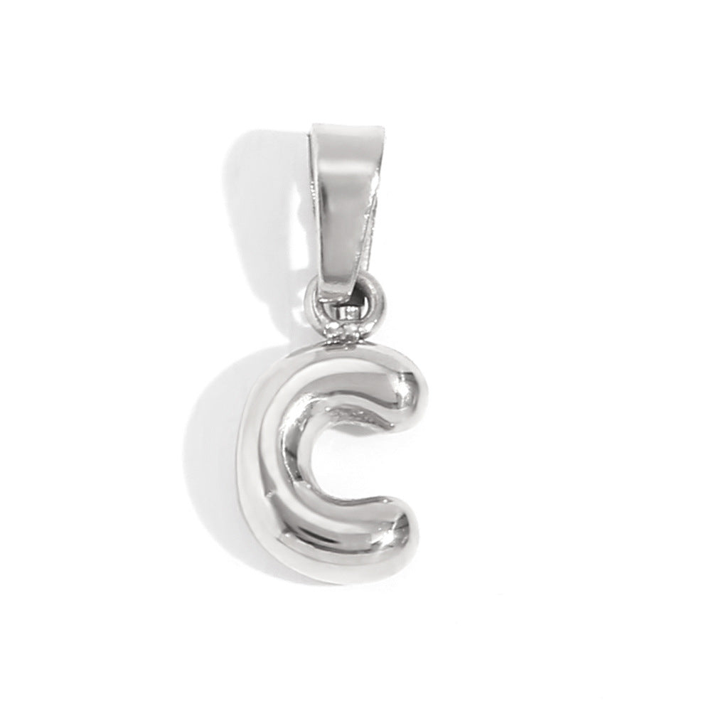 Ciondolo con mini lettera a bolla placcato oro 18 carati in acciaio inossidabile, moda minimalista
