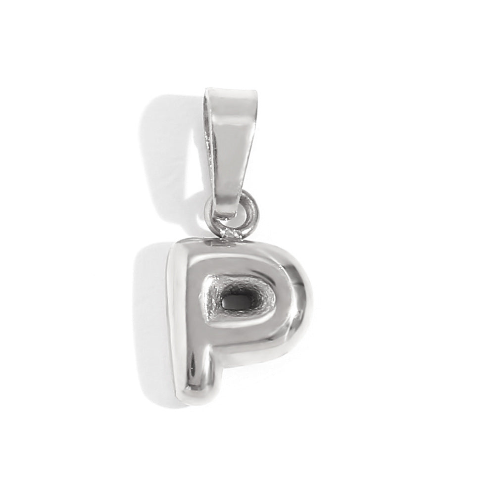 Ciondolo con mini lettera a bolla placcato oro 18 carati in acciaio inossidabile, moda minimalista